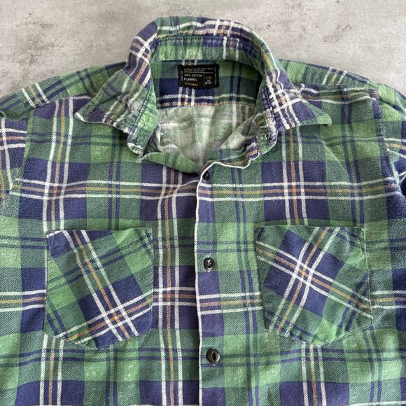 Vintage 70s JCPenny flannel button up shirt 100% cotton mens size medium - Picture 2 of 12